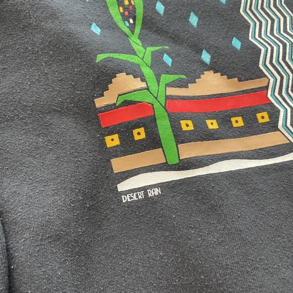 Vintage Tewa Tees Sweatshirt Mens Medium Black Desert Rain Crewneck Pullover 90s - Picture 5 of 8